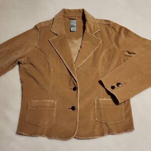 BB's Closet Women's Biege Corduroy Distressed Blazer in Size 2X